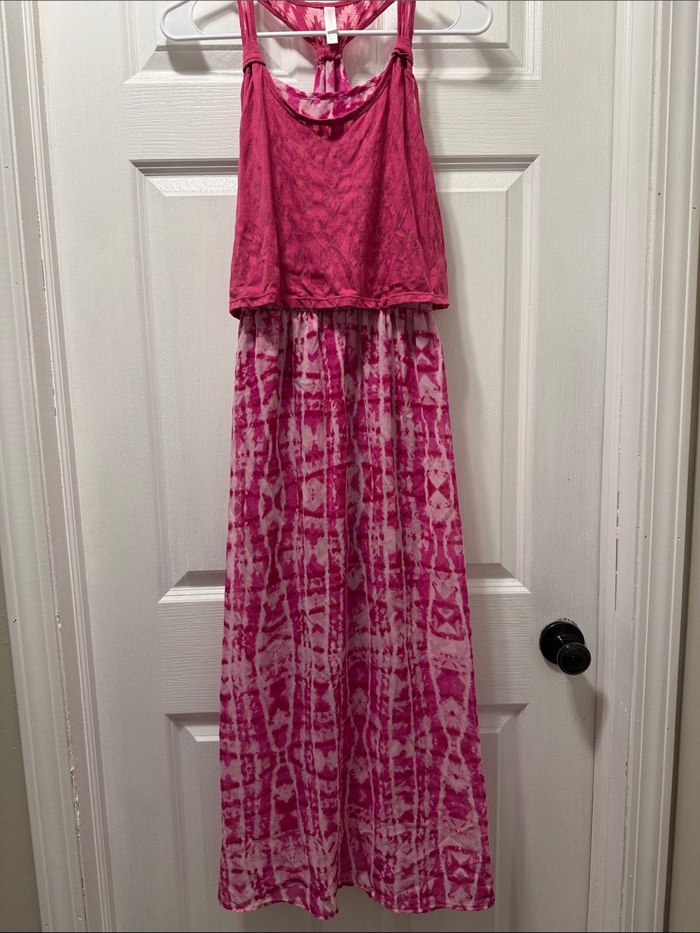Xhilaration Hot Pink Tie-Dye Racerback Maxi Dress